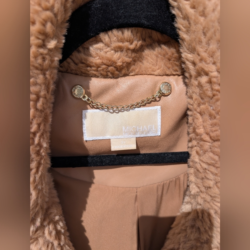 Michael Kors Women's Faux-Fur Tan Teddy Coat Plus Size 2X - Picture 4 of 9